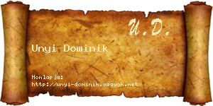 Unyi Dominik névjegykártya